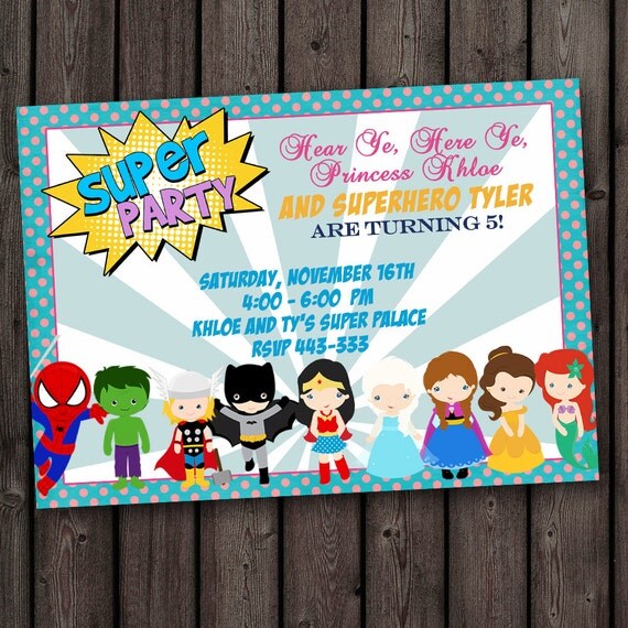 Superhero Princess Gender Reveal Invitation Superhero