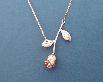 Beautiful, Rose gold, Rose, Necklace, Flower, Necklace, Lovers, Best friends, Birthday, Friendship, Gift, Jewelry