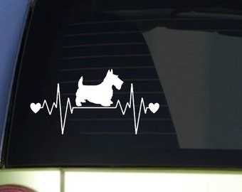 Scottie Scotty heartbeat lifeline *I248* 8" wide Sticker decal scottish terrier