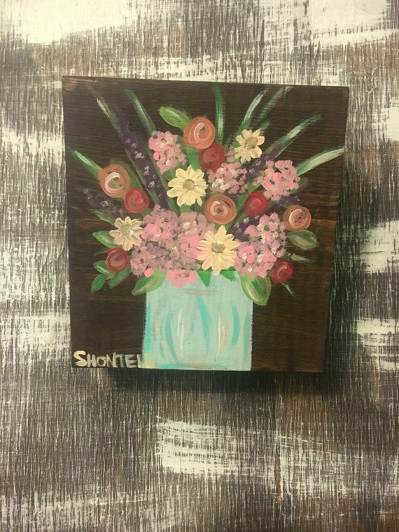Acrylic Flower Painting Painting On Wood by SillyGooseCrafts
