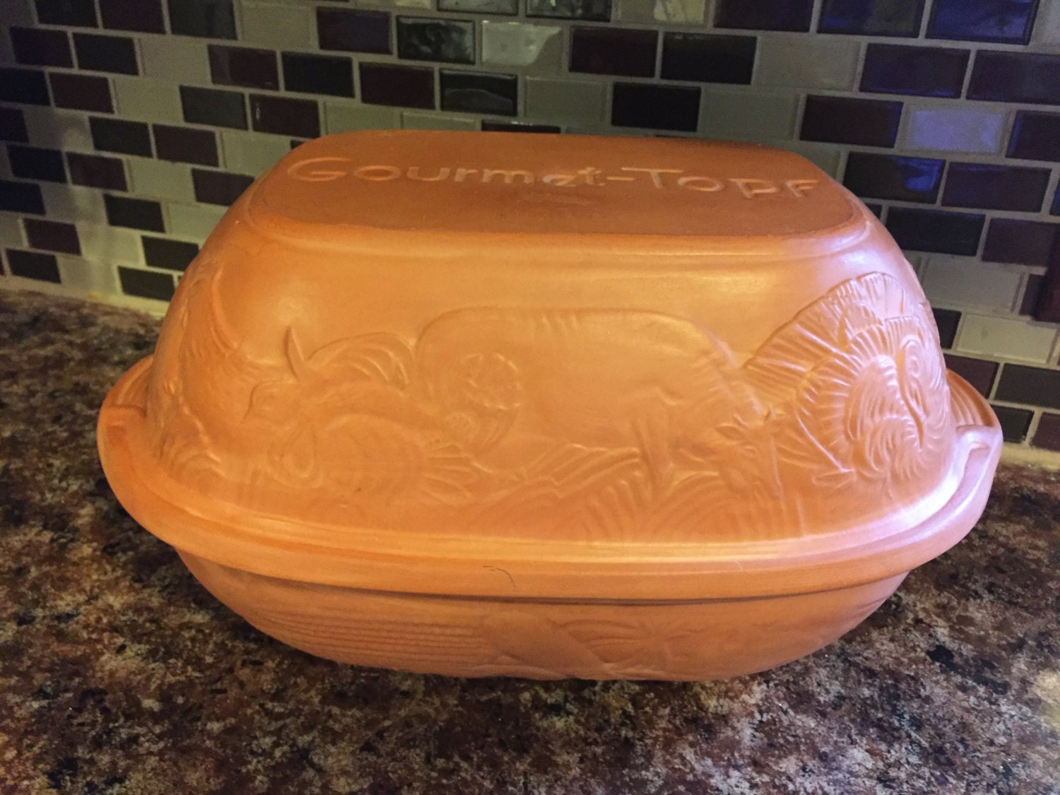 Vintage Clay Roaster by Gourmet Topf 3 Qt. Capacity