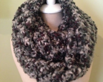 Gray, Black and Tan Infinity Scarf