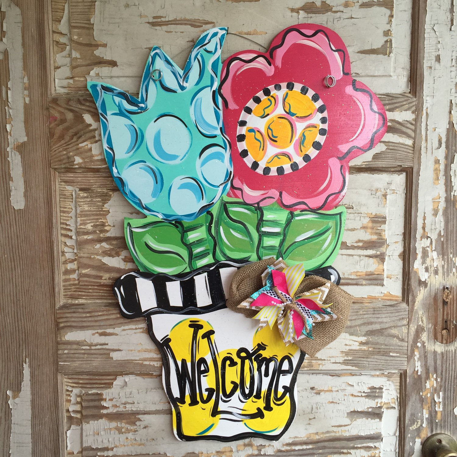 Flower Door Hanger Spring Door Decor Personalized Door