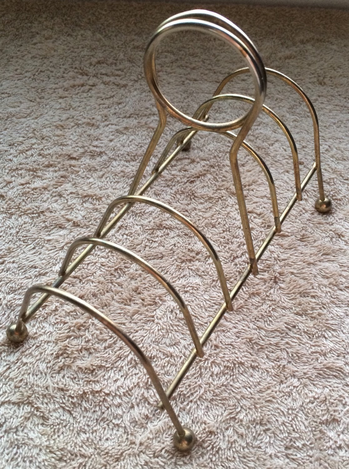 Vintage Brass Record Holder Organizer Mid Century Modern Vinyl Display