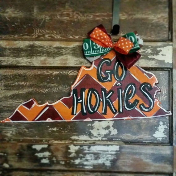 Virginia Tech wood door hanger