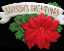 Broche (Pin) De Noël Liz Claiborne - Motif Poinsettia (C381) - Occasion Vintage