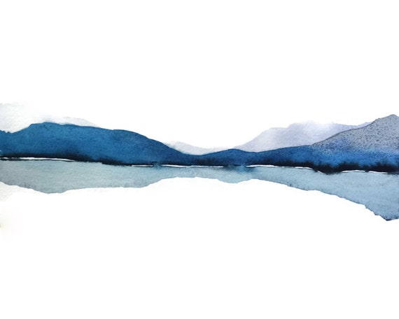 Abstract Landscape Watercolor Painting Modern by NancyKnightArt