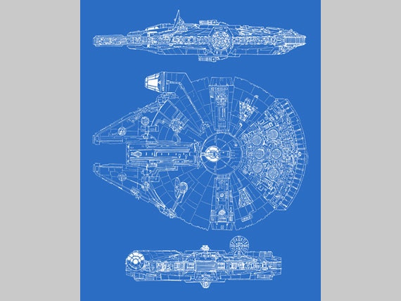 Set of 2 Star Wars Art Blueprints Instant Download Star
