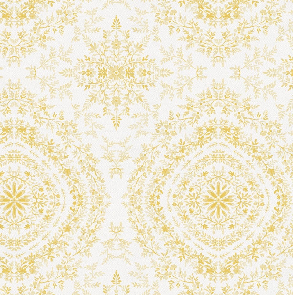 Yellow Floral Damask Organic Fabric By The Yard Girl