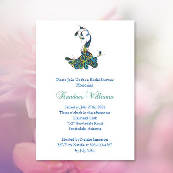 Peacock Bridal Shower Invitation Template By Weddingtemplates Peacock Bridal Shower Invitations Templates