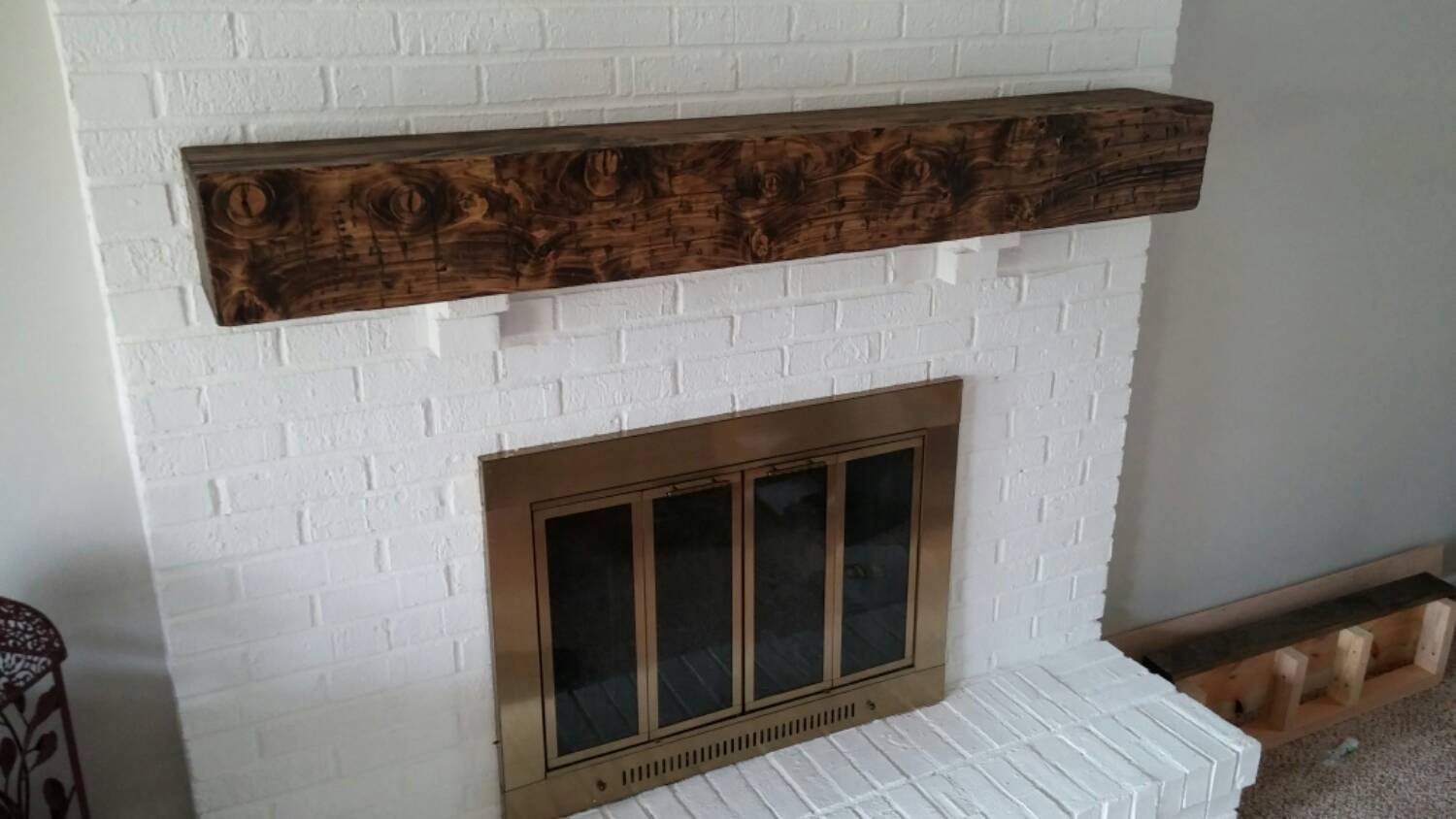 Rustic Fireplace Mantel Barn Beam Mantel Floating by EJWoodworks