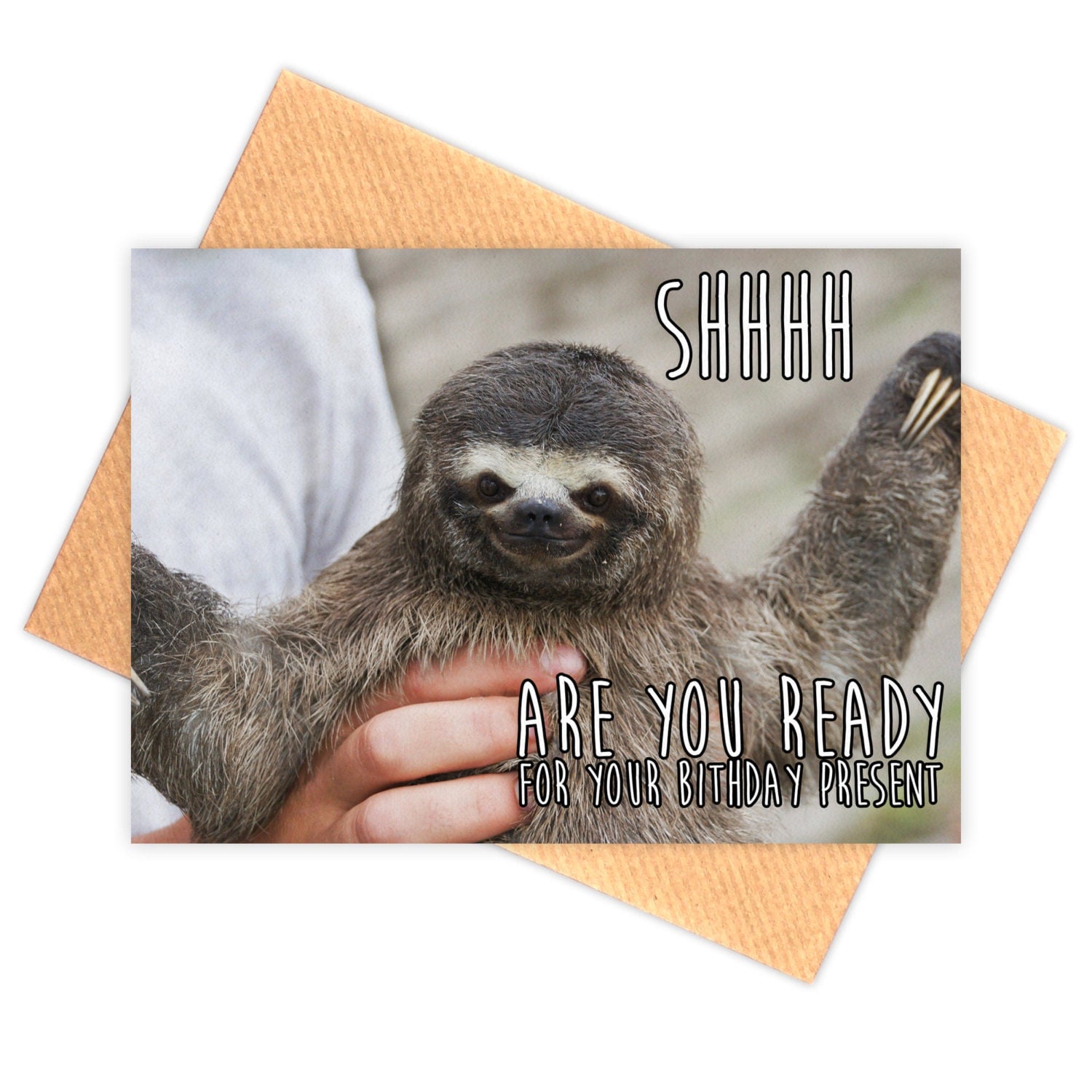 Sloth birthday present happy birthday card greeting by Memeskins