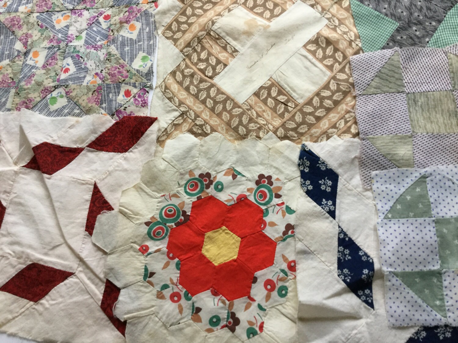 Antique collection of quilt squares Lot by Hannahandhersisters