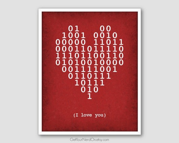 Binary Code Heart I Love You Poster Computer Geek Gift