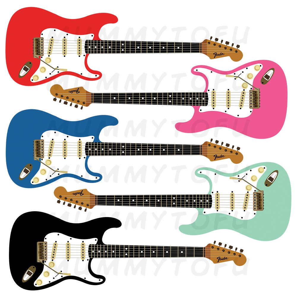 Guitar Electric Fender Digital Clip art Scrapbook Clipart