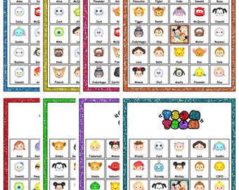 Disney Tsum Tsum Birthday Party Bingo Game and Matching Game ** 30 Playing Cards ** ** Instant Digital Download **