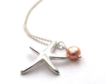 Starfish necklace - Sterling silver starfish necklace - Bridesmaid necklace - Starfish Pendant - Beach Necklace - Beach wedding