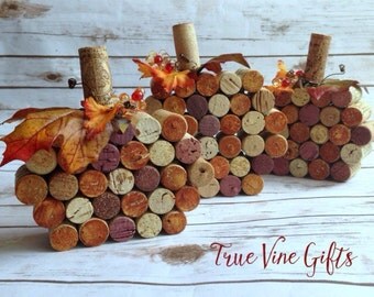 Set of Three Wine Cork Pumpkins
