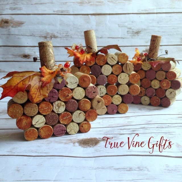 Set of Three Wine Cork Pumpkins