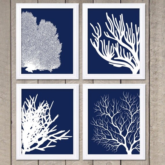 coral-prints-navy-blue-white-set-of-4-coral-wall-art-coral