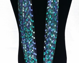 Peacock ladder yarn necklace scarf