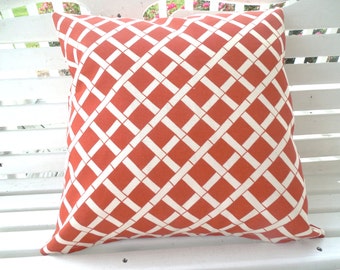 Terracotta Lattice Outdoor Pillow Cover Bamboo Beach Fall Home Decor Patio Porch Premier Cadence Canyon 18 x 18 Throw Pillow