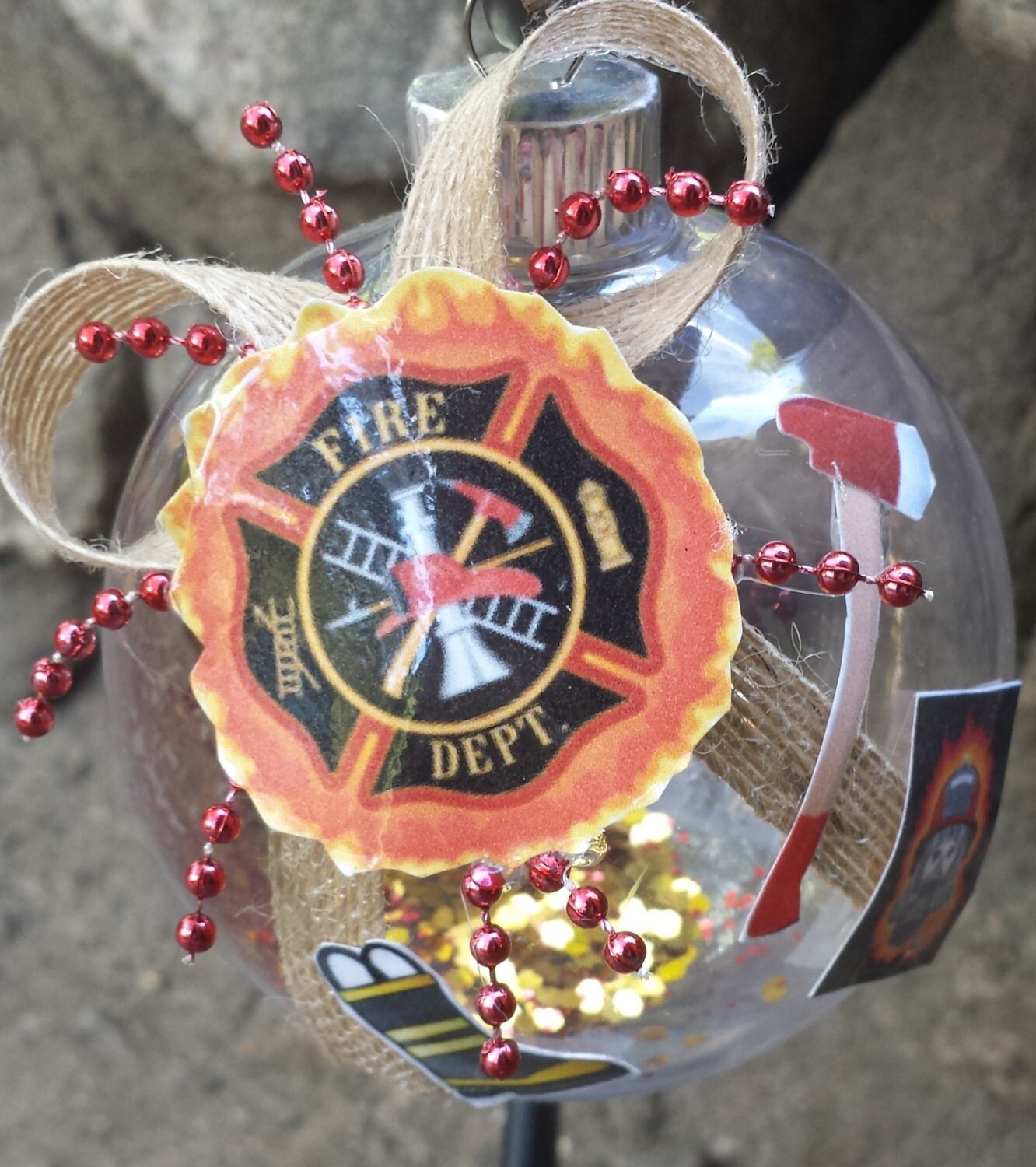 Firefighter Christmas Ornament Fire Dept Axe by BeautifulBalls