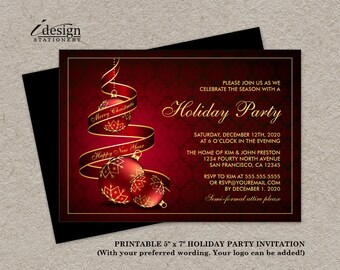 Elegant Christmas Party Save The Date Cards DIY Printable