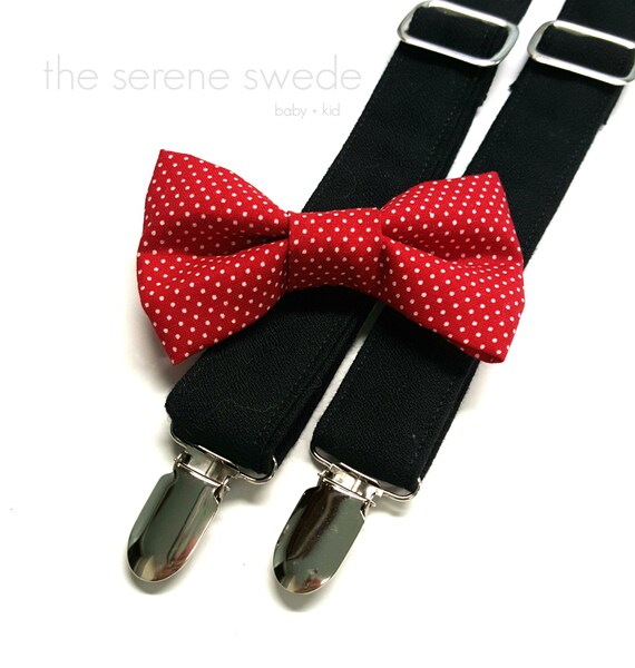 Black Suspenders Holiday Bow Tie / Holiday by TheSereneSwede