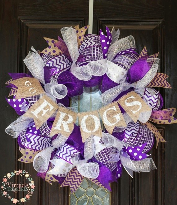 tcu deco mesh wreath go frogs burlap banner by tcu deco mesh wreath go frogs burlap banner by