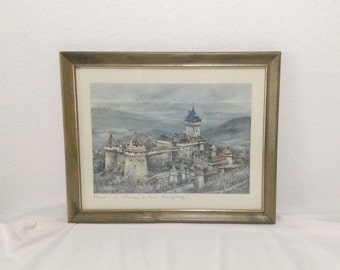 Alsasa France Castle de Château du Haut-Kœnigsbourg Framed Vintage Art Print LEGENDRE