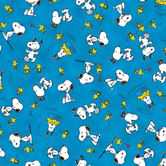 Snoopy and Woodstock Toss Blue by Quilting Treasures