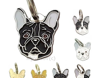 Pet ID tag, (Dog ID tag) Personalised, stainless steel, breed, French Bulldog