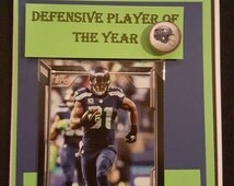 Seattle Seahawks Birthday card with a detachable trading card featuring Russell Wilson or ...
