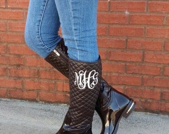 SALE!! Monogrammed Boots, Monogrammed Rain Boots, Christmas Gift for Her