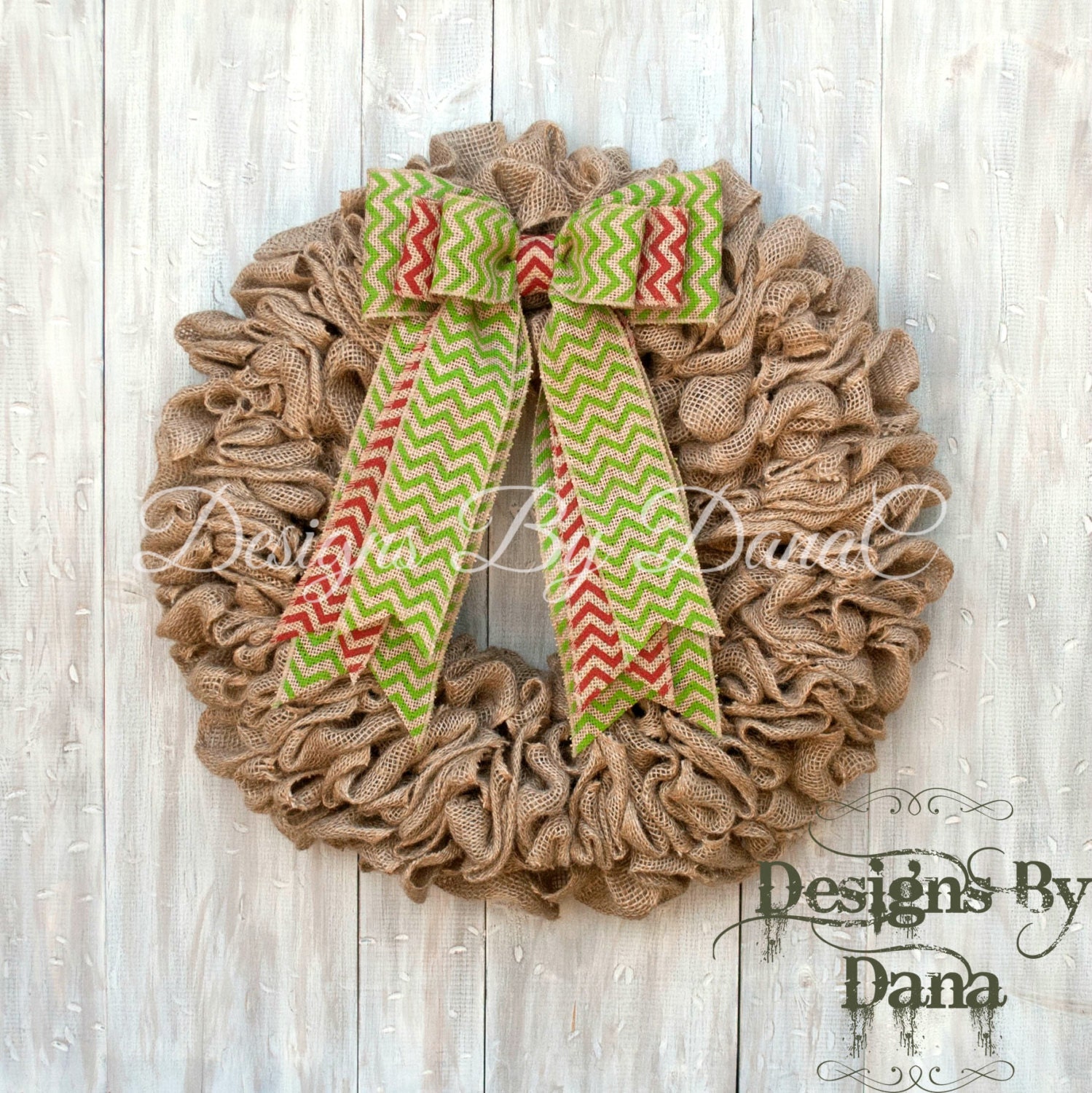Burlap Christmas Wreath For Front Door Christmas by DesignsByDanaC