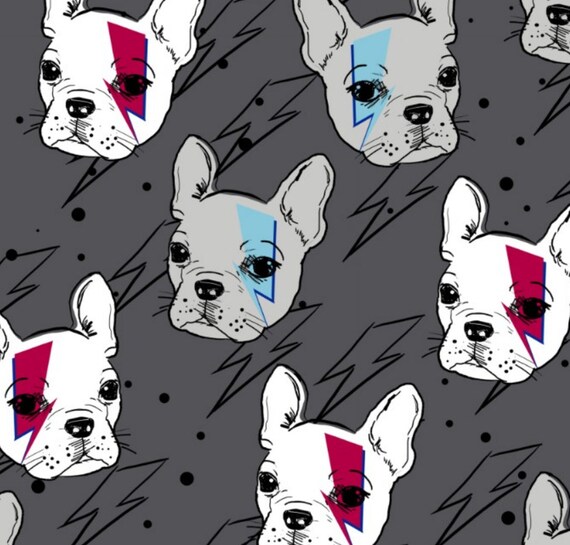 French Bulldog Fleece Fabric By The Yard by ReneesChoiceFabrics