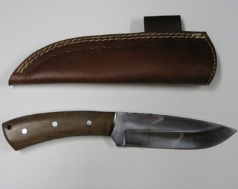 bushcraft hunting survival boot knife 1095 walnut traditional camping sheath ferro rod