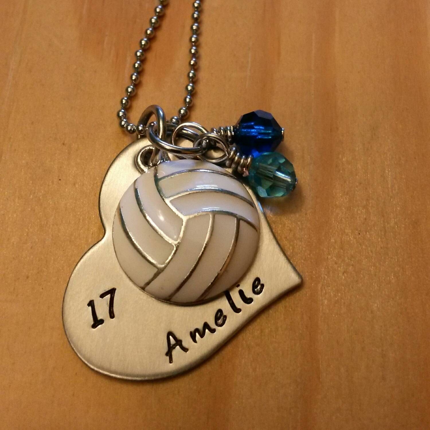 Hand Stamped Personalized Volleyball Necklace Girls