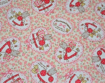 Japanese Fabric Kokka Sanrio- Marron Cream, Ivory - scrap 10" x 10" inches