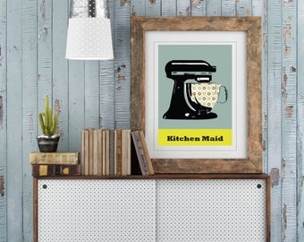 Kitchen Maid Print. Kitchen Aid Print. Retro Kitchen Print