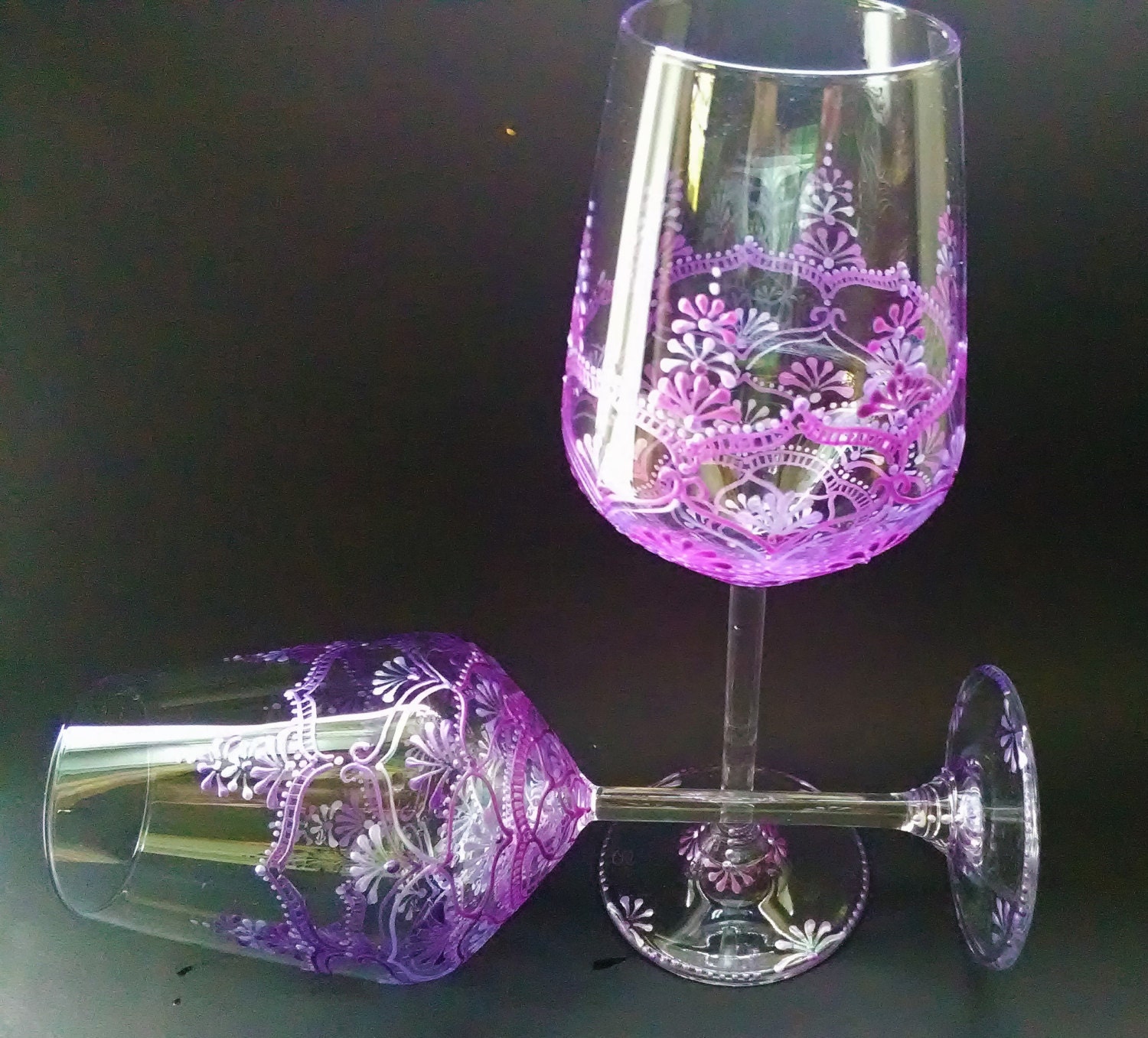 purple wine glasses