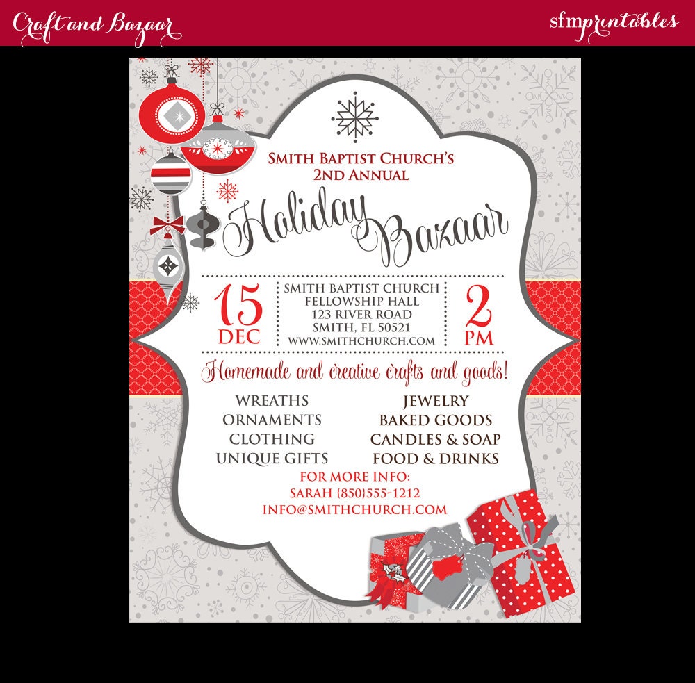 Christmas Bazaar Holiday Craft Fair Invitation Poster