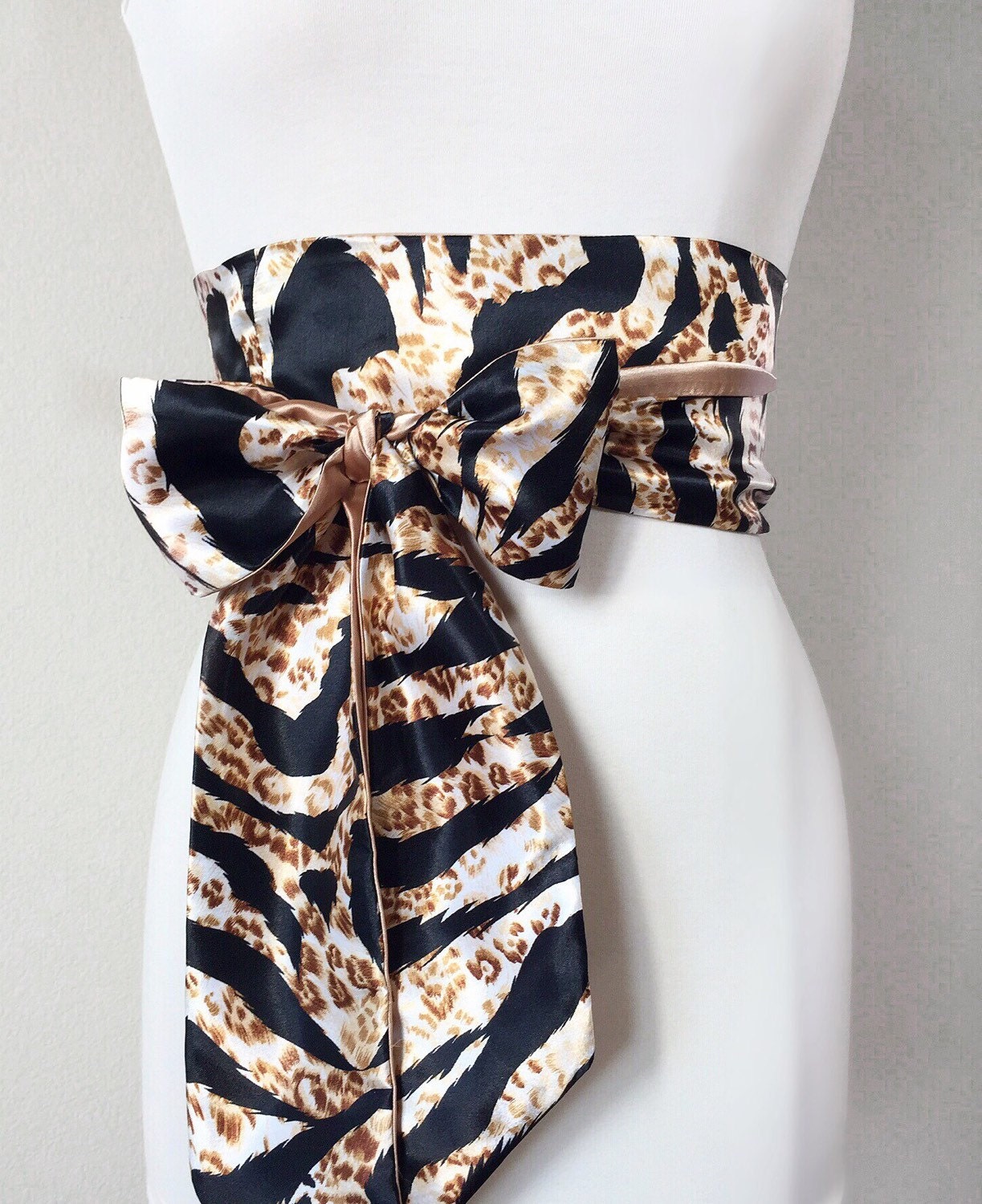 Animal Print Sash Black & Gold Leopard Sash Belt Reversible