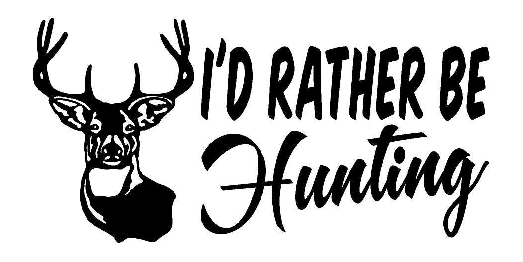 I'D Rather Be Hunting Car Decal w/ Deer Head