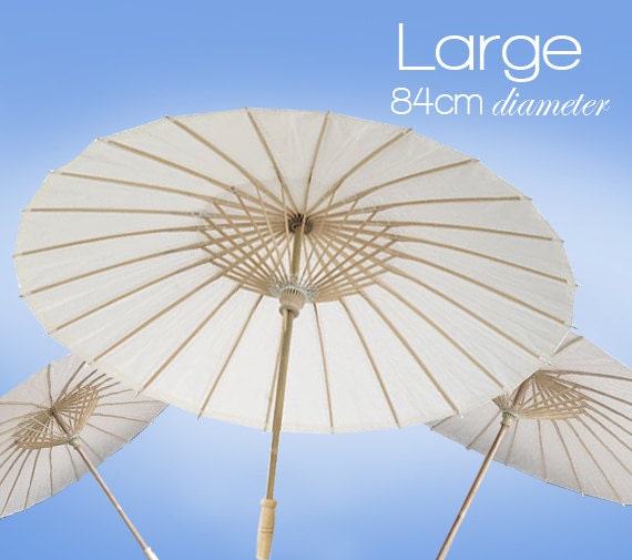Items similar to Large 84cm White Paper Parasols / Paper Umbrella DIY Wedding Accesories