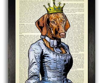PRINCESS VIZSLA Dog Art Print, Dog Wall Decor, Dog Dictionary Art Print, Dog Gift, Wall Art, Dog Illustration Artwork Poster Gift Print Art