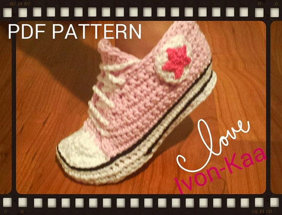 Crochet pattern Big Kids inspired by converse style shoes PDF
