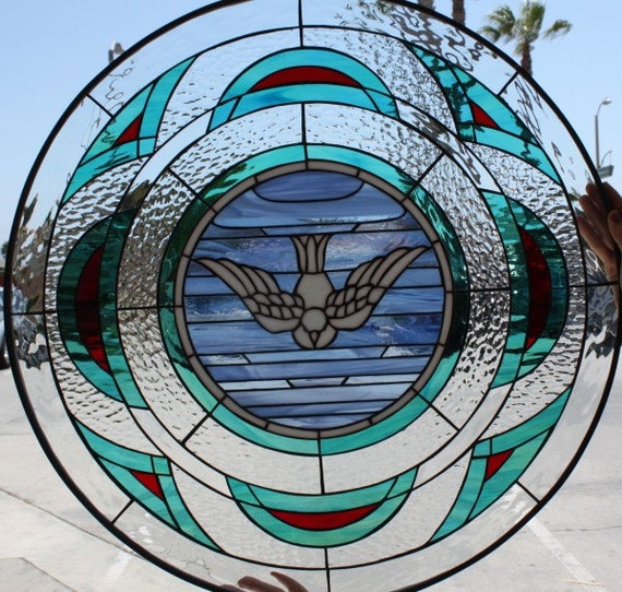Graceful Dove Stained Glass Window Panel by ArtGlassWindows