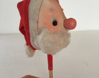 Vintage Santa Doll Head on a Stick - Old - Shabby Chic